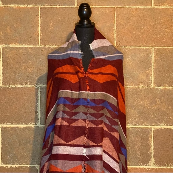 Southwest Aztec Print Blanket Scarf Large Rectangular - Picture 4 of 4